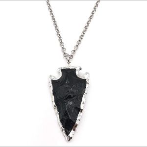 BLACK OBSIDIAN CRYSTAL PENDANT NECKLACE 22…